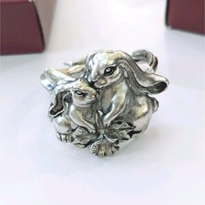 Arthur Court Bunny Rabbit Easter Spring Napkin Ring Holders, Set Of 4 In Box